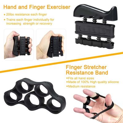 黒色 5点手握り練習セット 調節可能な手握り指トレーニング器 握り指リング ストレス解消ボール 前腕と指の強さ