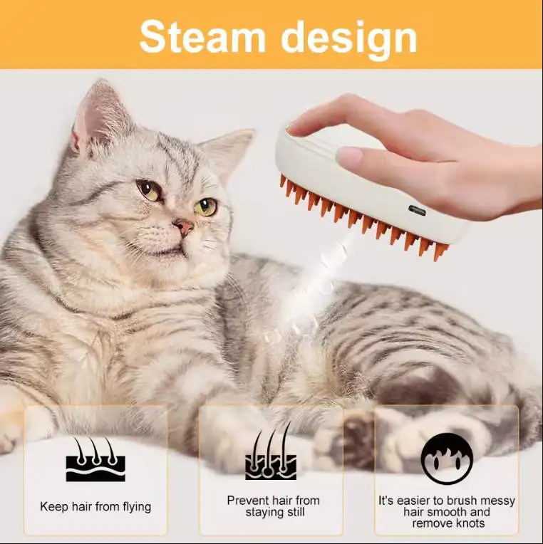 3in1 猫 蒸気 ブラシ 熱売り ペット メンテージ ウォーター スプレー 脱毛 ライト クリーニング